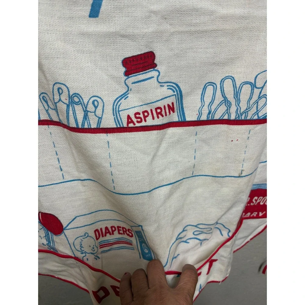 Vintage Grandmas Feeding Apron Novelty Baby Shower Gag Gift White Red Blue